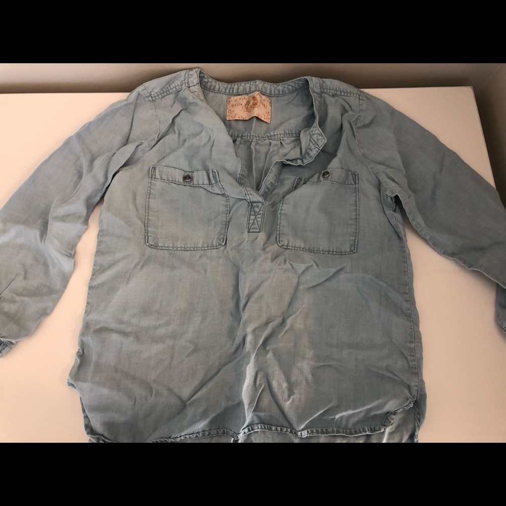 Jean V neck blouse